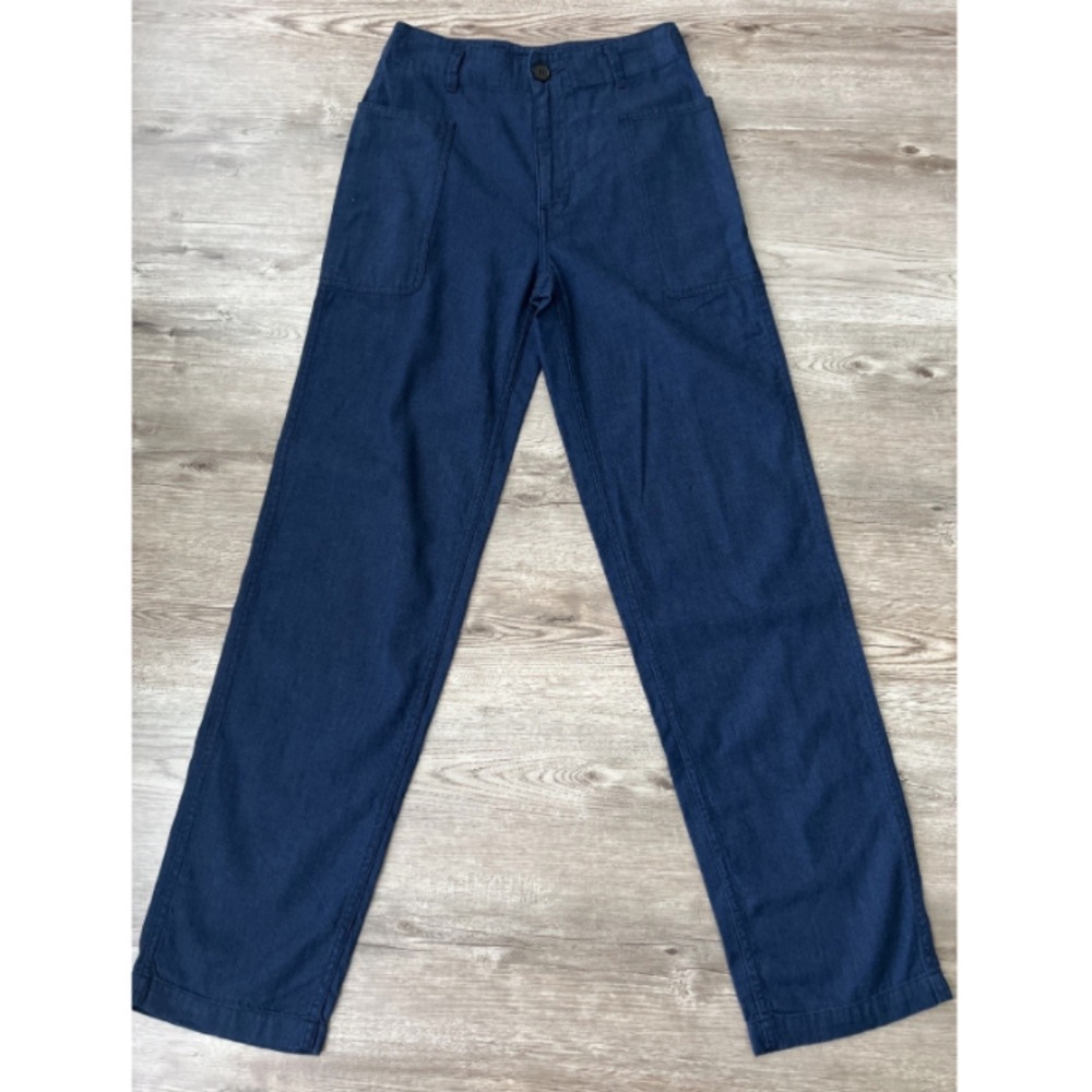 Vince Japanese Patch Pocket Pants Womens 26 Navy Blue Straight Leg NWT